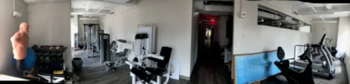 Rehabilitation gym facility with exercise equipment